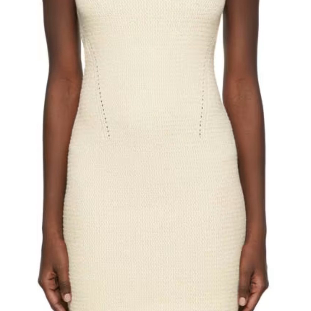 Rag & Bone Cream Ribbed Bodycon Midi Dress